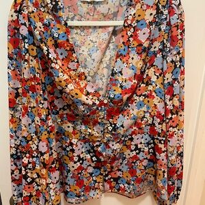 Rebecca Minkoff Red and Orange Floral Blouse